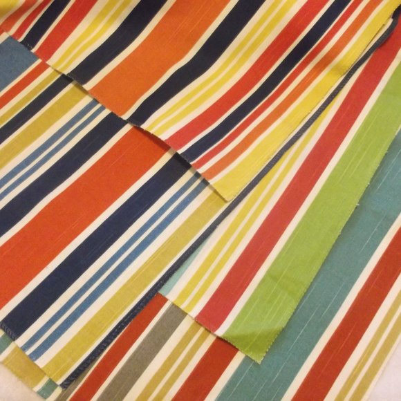 4 Striped Upholstery Fabric Squares Home Decor - Picture 1 of 5